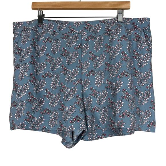 LOFT Pants - NWT LOFT Shorts Womens XL Blue Floral Pull On 3.5” High Waisted Cottagecore Boho